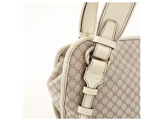 Céline Borsa a tracolla CELINE Macadam Bittersweet in tela e pelle Beige Ivory - vista 15