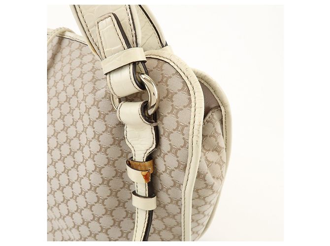 Céline Borsa a tracolla CELINE Macadam Bittersweet in tela e pelle Beige Ivory - vista 16