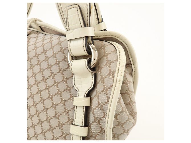 Céline Borsa a tracolla CELINE Macadam Bittersweet in tela e pelle Beige Ivory - vista 18
