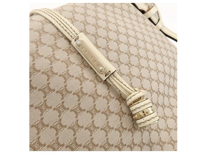 Céline Borsa a tracolla CELINE Macadam Bittersweet in tela e pelle Beige Ivory - vista 19