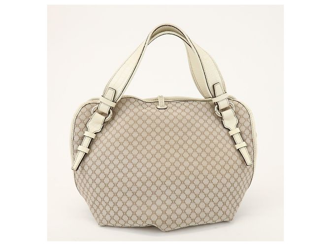 Céline Borsa a tracolla CELINE Macadam Bittersweet in tela e pelle Beige Ivory - vista 2