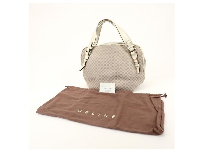 Céline Borsa a tracolla CELINE Macadam Bittersweet in tela e pelle Beige Ivory - vista 23