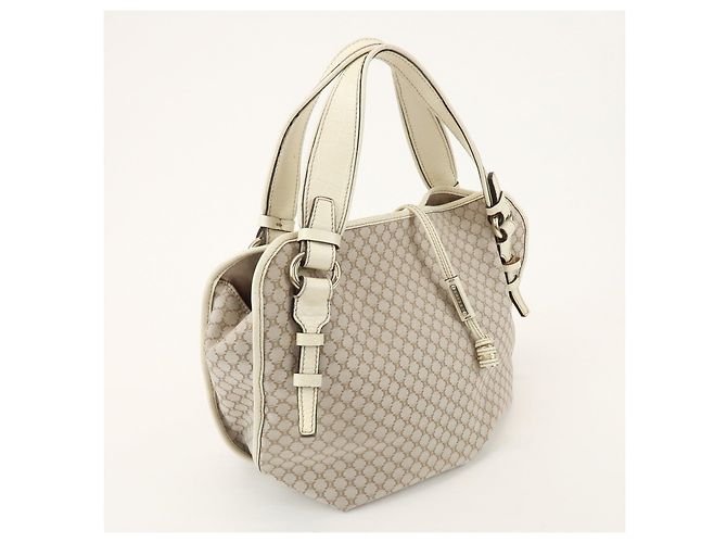 Céline Borsa a tracolla CELINE Macadam Bittersweet in tela e pelle Beige Ivory - vista 4