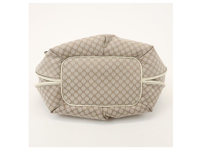 Céline Borsa a tracolla CELINE Macadam Bittersweet in tela e pelle Beige Ivory - vista 5