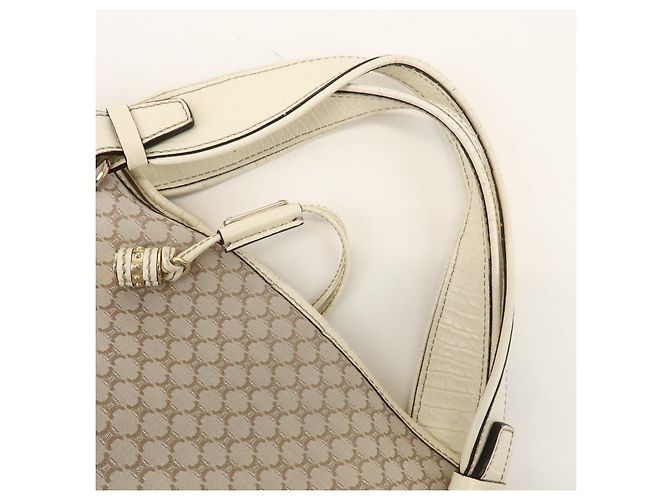 Céline Borsa a tracolla CELINE Macadam Bittersweet in tela e pelle Beige Ivory - vista 6