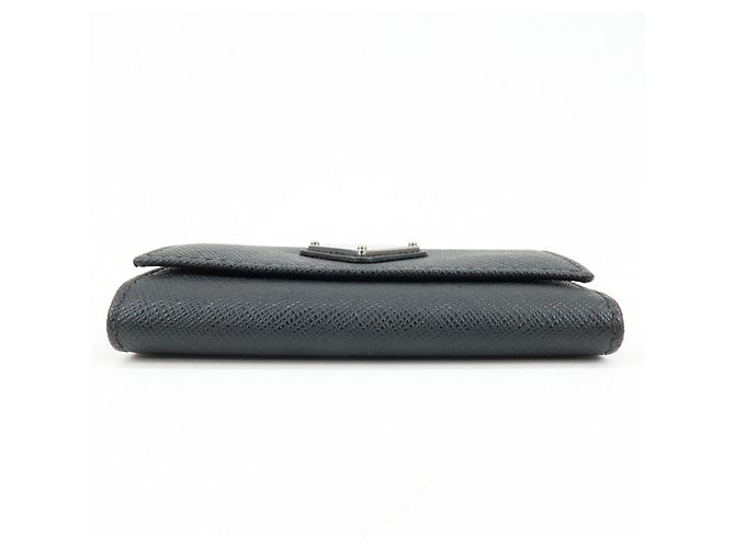 PRADA Triangle Logo Saffiano Leather Key Case Key Ring Black 1PG004 - view 5