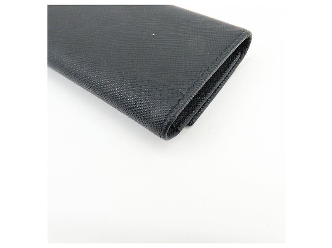 PRADA Triangle Logo Saffiano Leather Key Case Key Ring Black 1PG004 - view 9