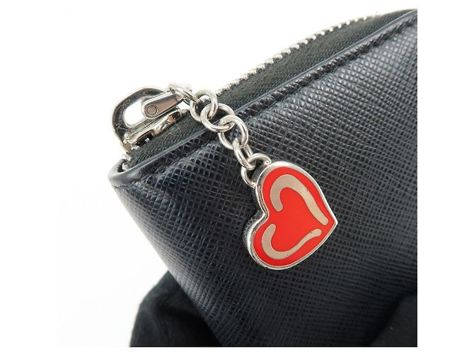 PRADA Cartera Compacta de Cuir Saffiano Monedero Tarjetero Negro - vista 13