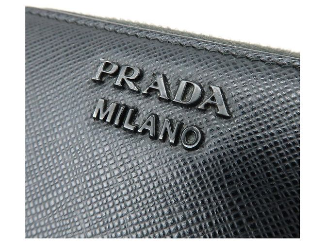 PRADA Cartera Compacta de Cuir Saffiano Monedero Tarjetero Negro - vista 14