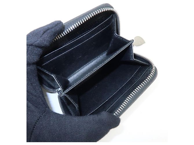 PRADA Cartera Compacta de Cuir Saffiano Monedero Tarjetero Negro - vista 15