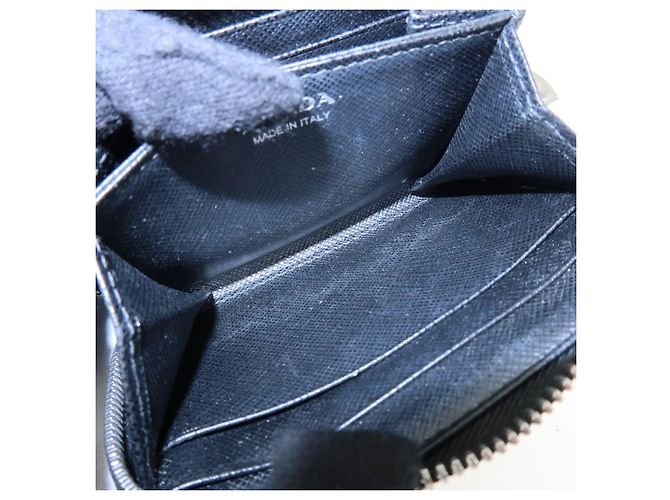 PRADA Cartera Compacta de Cuir Saffiano Monedero Tarjetero Negro - vista 17