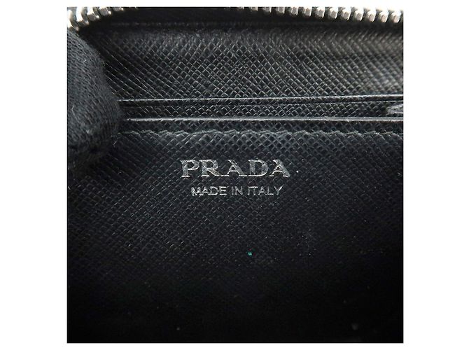 PRADA Cartera Compacta de Cuir Saffiano Monedero Tarjetero Negro - vista 19