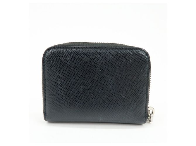 PRADA Cartera Compacta de Cuir Saffiano Monedero Tarjetero Negro - vista 2