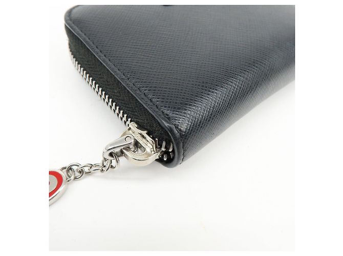 PRADA Cartera Compacta de Cuir Saffiano Monedero Tarjetero Negro - vista 6