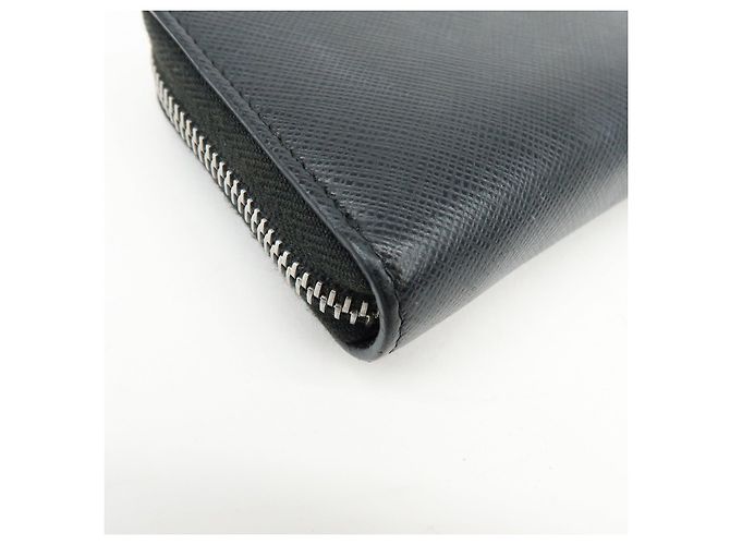 PRADA Cartera Compacta de Cuir Saffiano Monedero Tarjetero Negro - vista 8