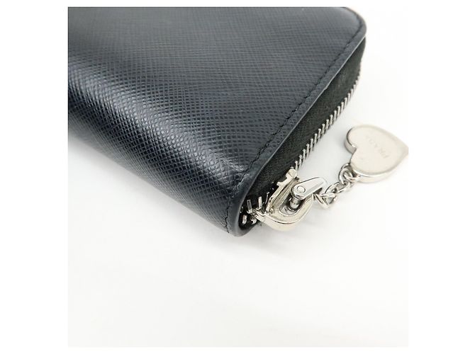 PRADA Cartera Compacta de Cuir Saffiano Monedero Tarjetero Negro - vista 9