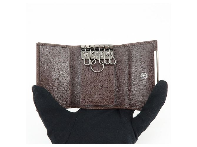 GUCCI GG Canvas Leather 6 Ring Key Case Beige Brown 127048 - vista 12
