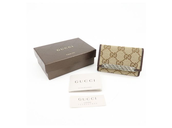 GUCCI GG Canvas Leather 6 Ring Key Case Beige Brown 127048 - vista 17