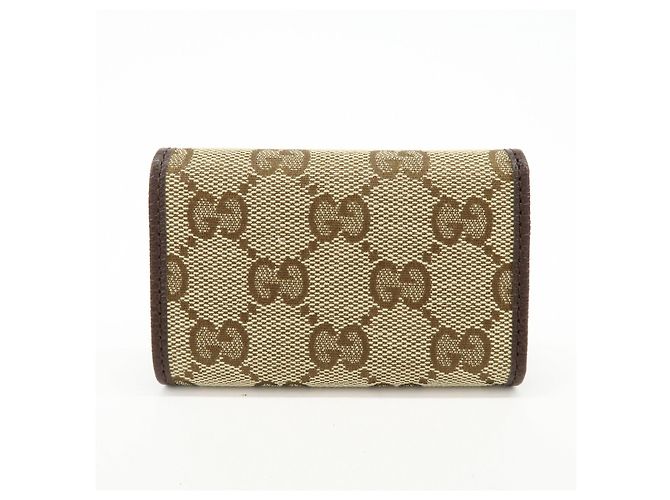 GUCCI GG Canvas Leather 6 Ring Key Case Beige Brown 127048 - vista 2
