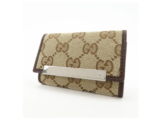 GUCCI GG Canvas Leather 6 Ring Key Case Beige Brown 127048 - vista 3