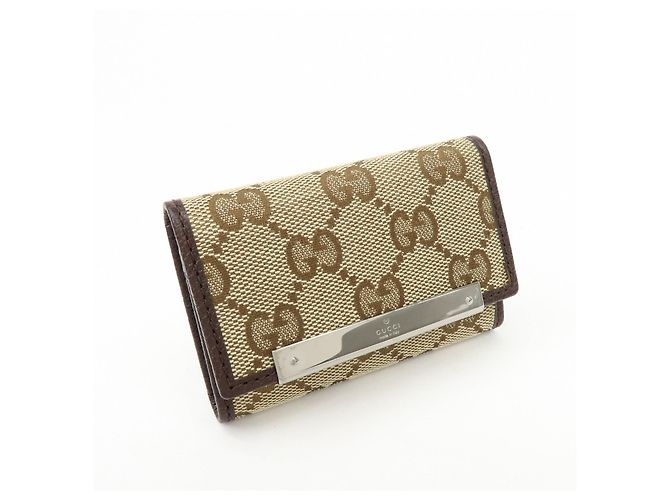 GUCCI GG Canvas Leather 6 Ring Key Case Beige Brown 127048 - vista 4