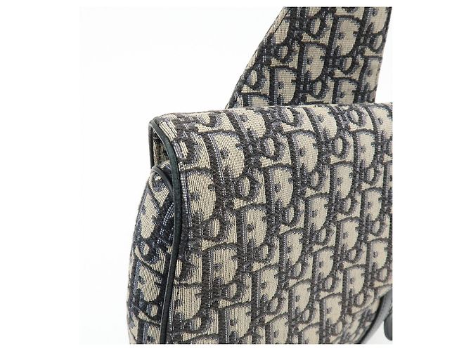 Borsa vita Christian Dior Saddle Oblique Canvas Leather Black Beige - vista 15