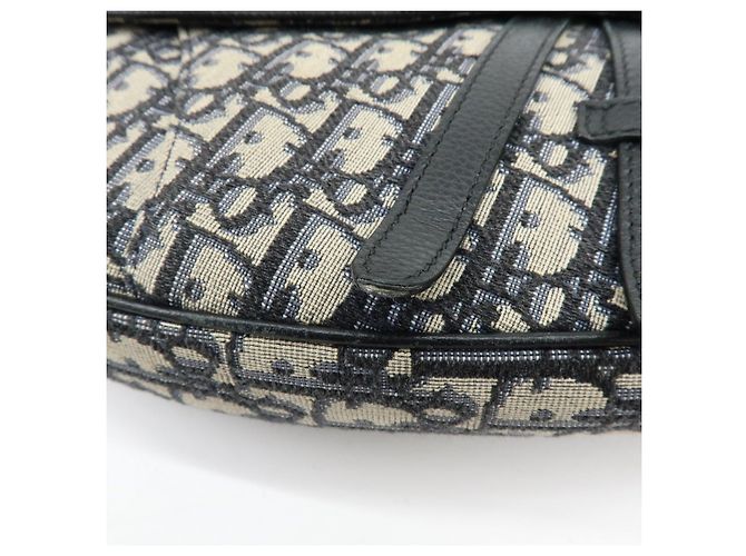 Borsa vita Christian Dior Saddle Oblique Canvas Leather Black Beige - vista 16