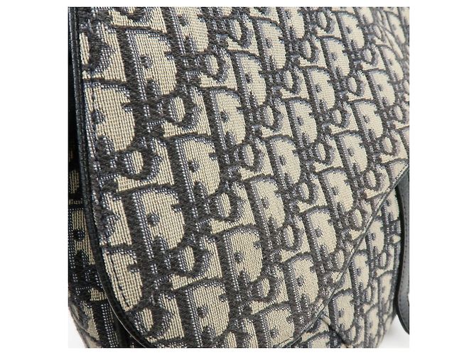Borsa vita Christian Dior Saddle Oblique Canvas Leather Black Beige - vista 17