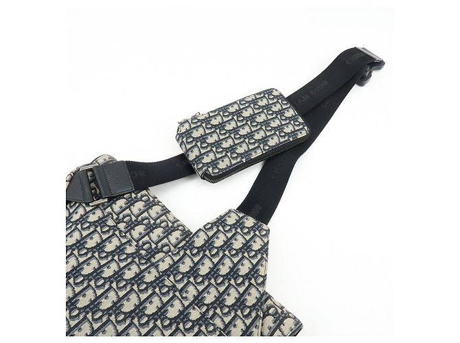 Borsa vita Christian Dior Saddle Oblique Canvas Leather Black Beige - vista 6