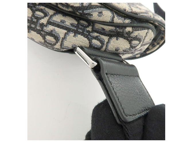 Borsa vita Christian Dior Saddle Oblique Canvas Leather Black Beige - vista 7
