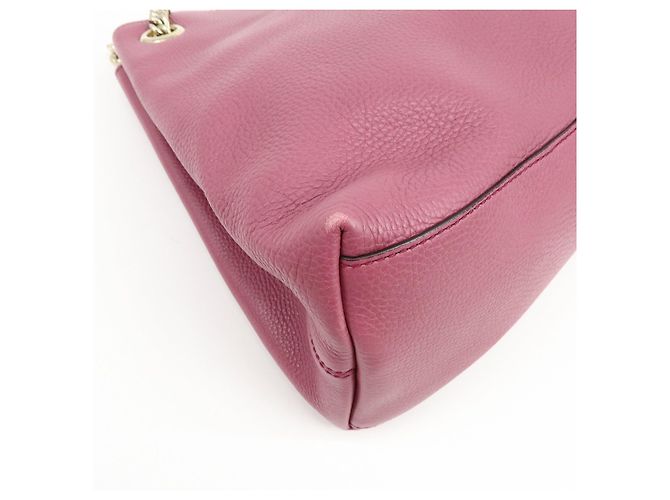Borsa a tracolla in pelle con catena GUCCI SOHO Interlocking G Purple 308982 - vista 10