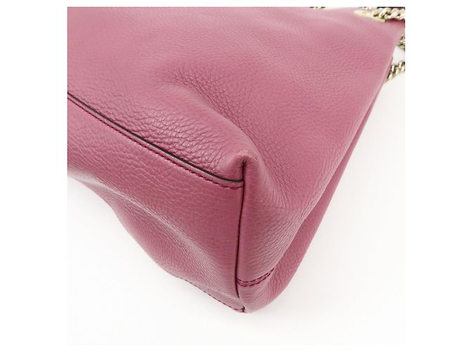 Borsa a tracolla in pelle con catena GUCCI SOHO Interlocking G Purple 308982 - vista 11