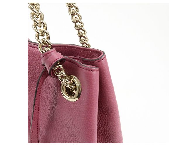 Borsa a tracolla in pelle con catena GUCCI SOHO Interlocking G Purple 308982 - vista 12