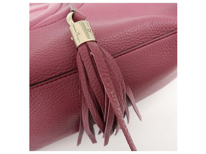 Borsa a tracolla in pelle con catena GUCCI SOHO Interlocking G Purple 308982 - vista 16