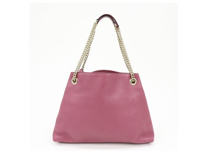 Borsa a tracolla in pelle con catena GUCCI SOHO Interlocking G Purple 308982 - vista 2