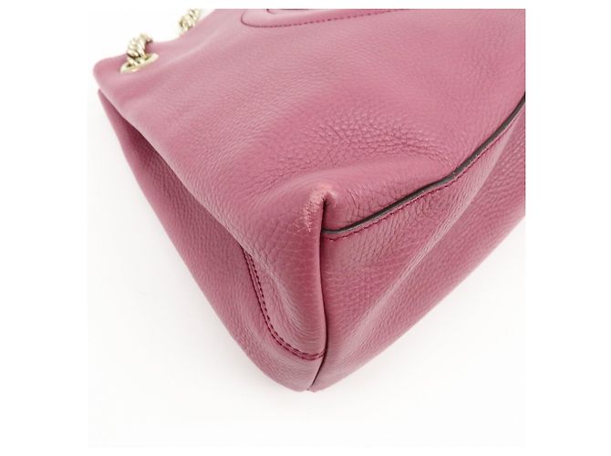 Borsa a tracolla in pelle con catena GUCCI SOHO Interlocking G Purple 308982 - vista 8