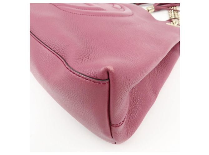Borsa a tracolla in pelle con catena GUCCI SOHO Interlocking G Purple 308982 - vista 9