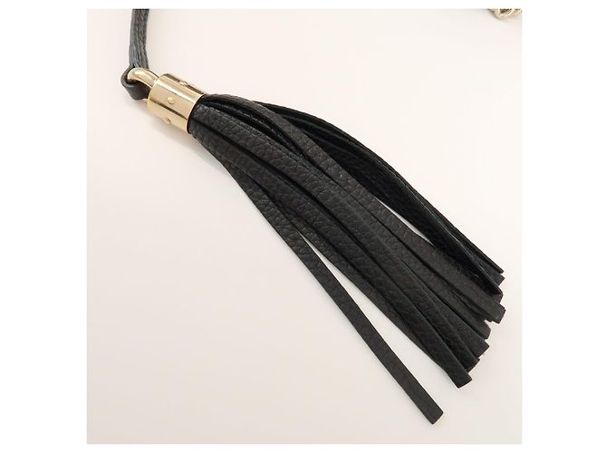 GUCCI SOHO Borsa a tracolla in pelle con catena e G intrecciate Nero 308982 - vista 10