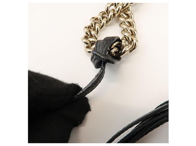 GUCCI SOHO Borsa a tracolla in pelle con catena e G intrecciate Nero 308982 - vista 11