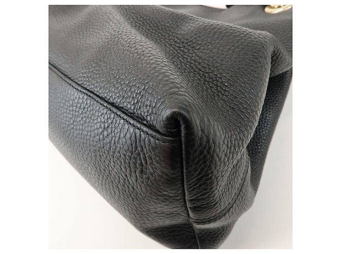 GUCCI SOHO Borsa a tracolla in pelle con catena e G intrecciate Nero 308982 - vista 15