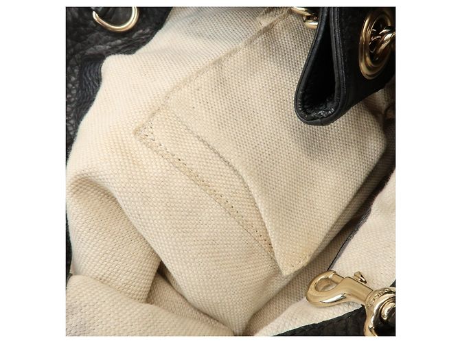 GUCCI SOHO Borsa a tracolla in pelle con catena e G intrecciate Nero 308982 - vista 20