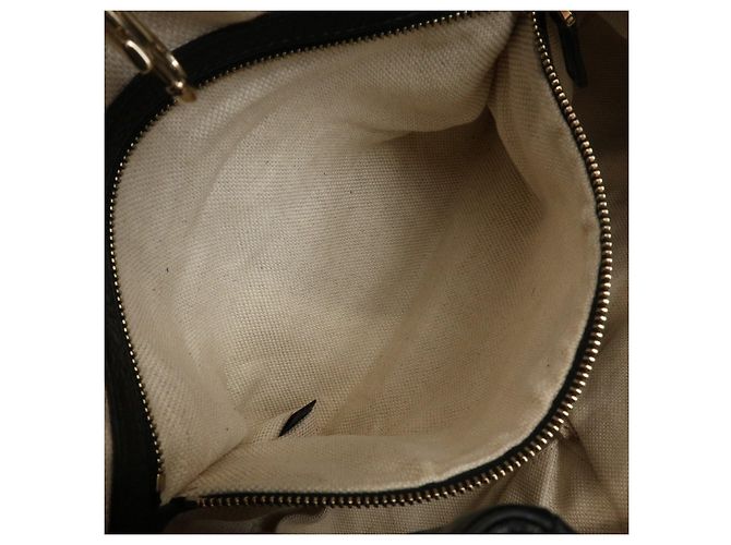 GUCCI SOHO Borsa a tracolla in pelle con catena e G intrecciate Nero 308982 - vista 22