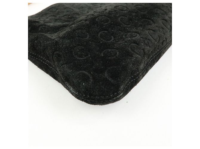 Céline Borsa a spalla CELINE C Macadam in pelle scamosciata Nero Marrone - vista 12