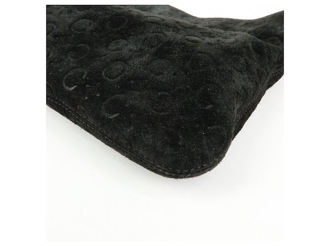 Céline Borsa a spalla CELINE C Macadam in pelle scamosciata Nero Marrone - vista 13