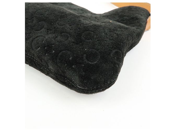 Céline Borsa a spalla CELINE C Macadam in pelle scamosciata Nero Marrone - vista 15