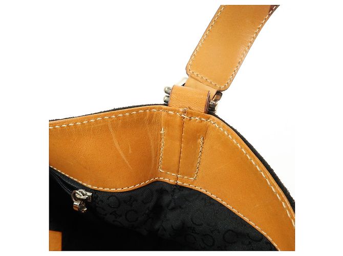 Céline Borsa a spalla CELINE C Macadam in pelle scamosciata Nero Marrone - vista 19