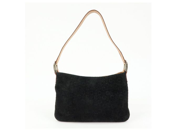Céline Borsa a spalla CELINE C Macadam in pelle scamosciata Nero Marrone - vista 2