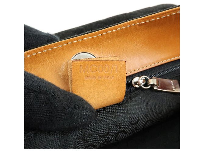 Céline Borsa a spalla CELINE C Macadam in pelle scamosciata Nero Marrone - vista 24