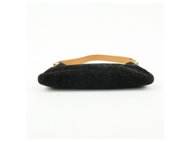 Céline Borsa a spalla CELINE C Macadam in pelle scamosciata Nero Marrone - vista 5