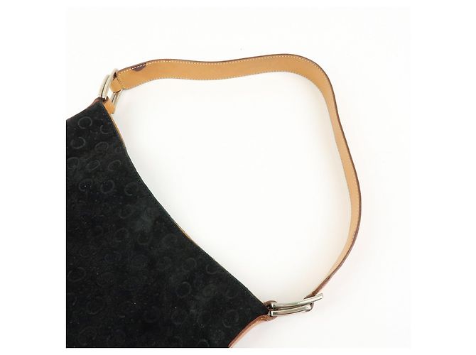 Céline Borsa a spalla CELINE C Macadam in pelle scamosciata Nero Marrone - vista 6